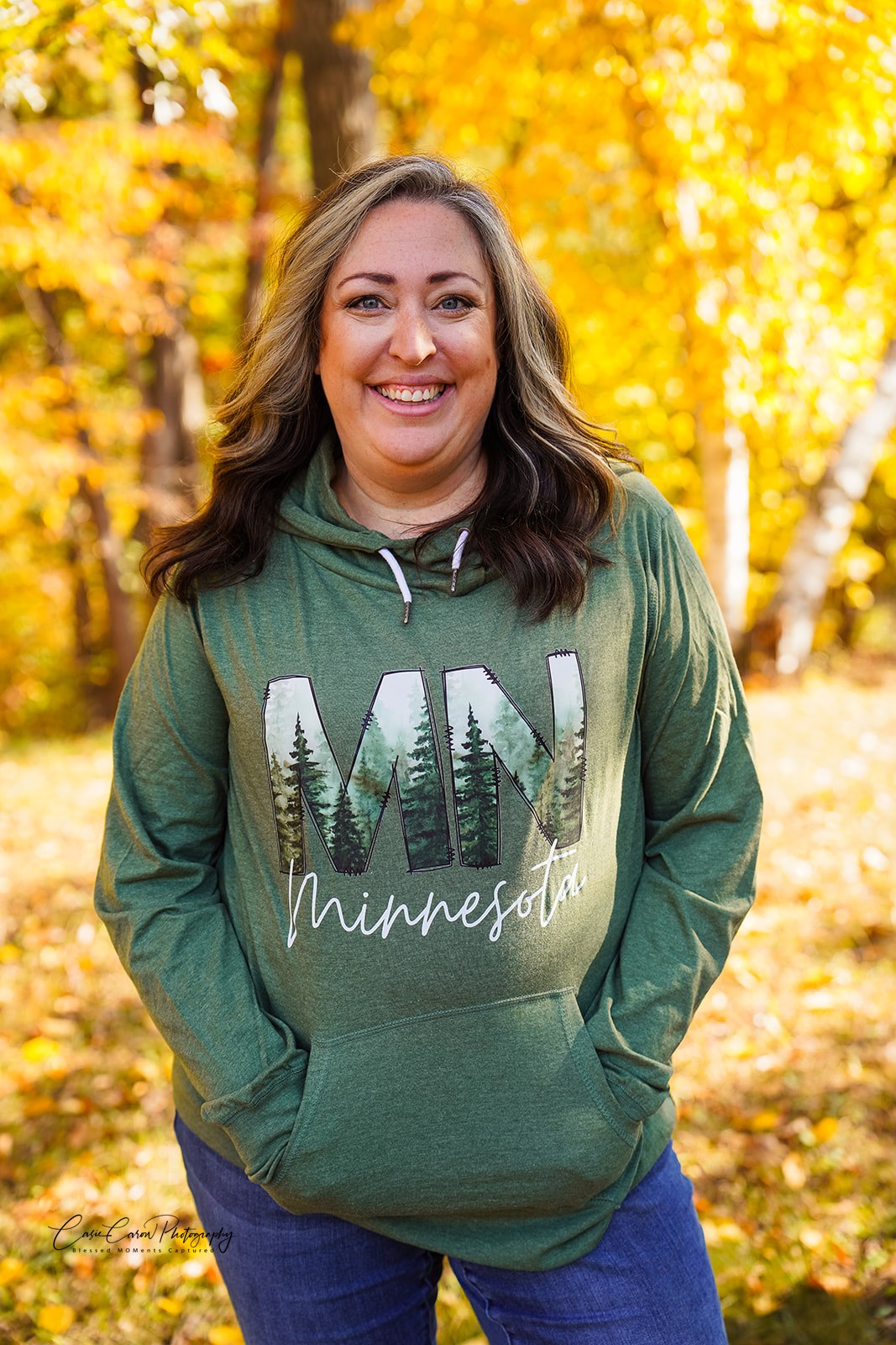 Minnesota Pine Trees Funnel Neck Hoodie