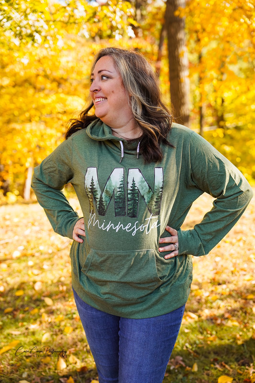 Minnesota Pine Trees Funnel Neck Hoodie
