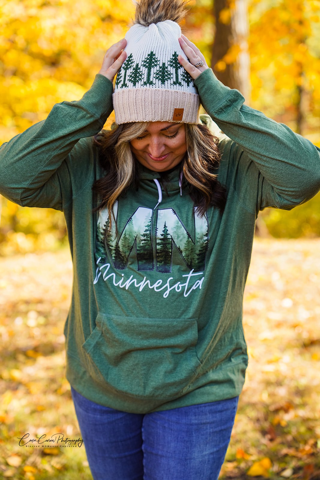Minnesota Pine Trees Funnel Neck Hoodie