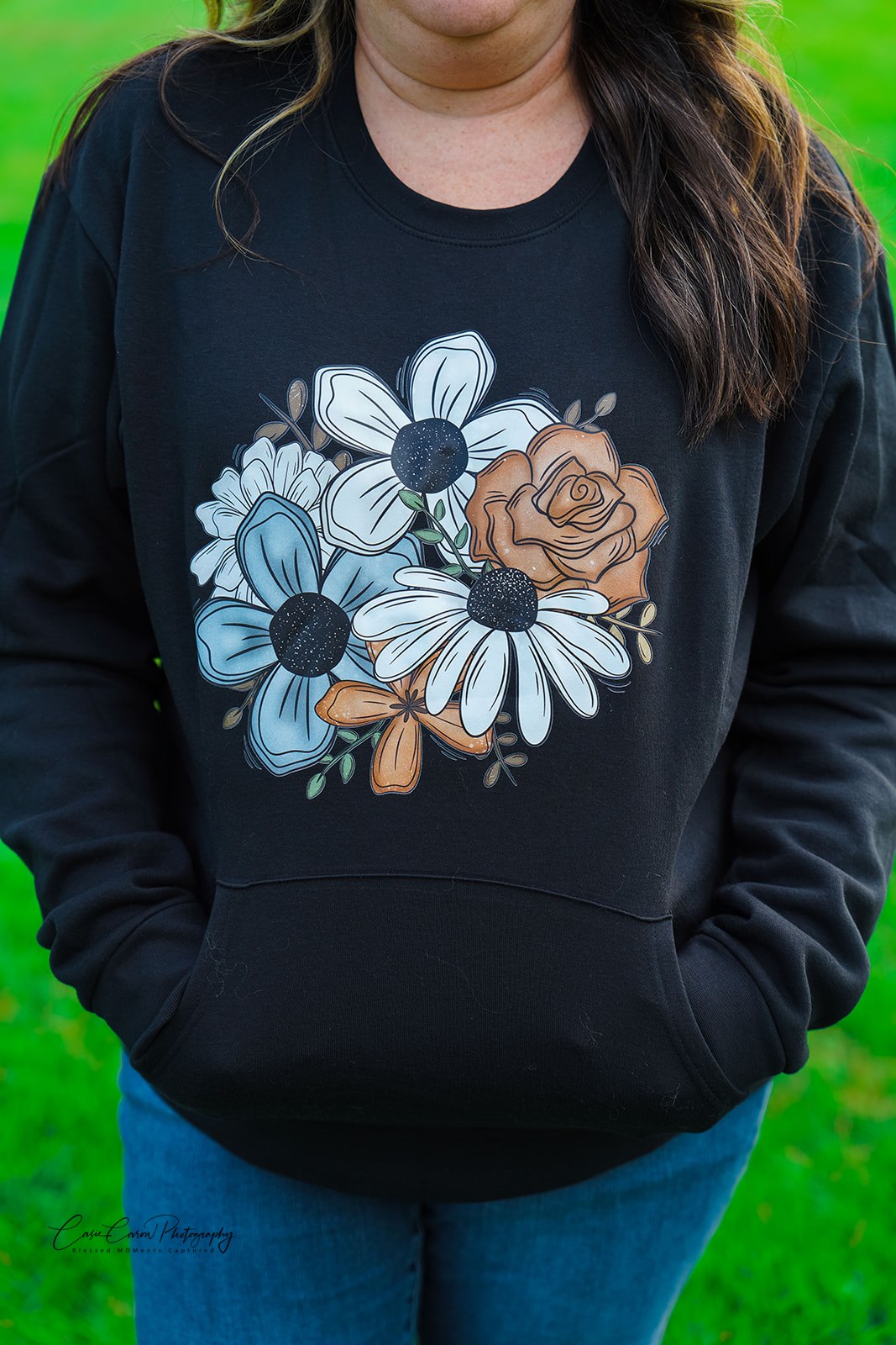 Neutral Fall Floral Sweatshirt w/Pocket