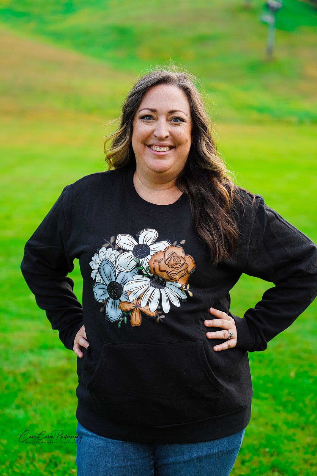 Neutral Fall Floral Sweatshirt w/Pocket