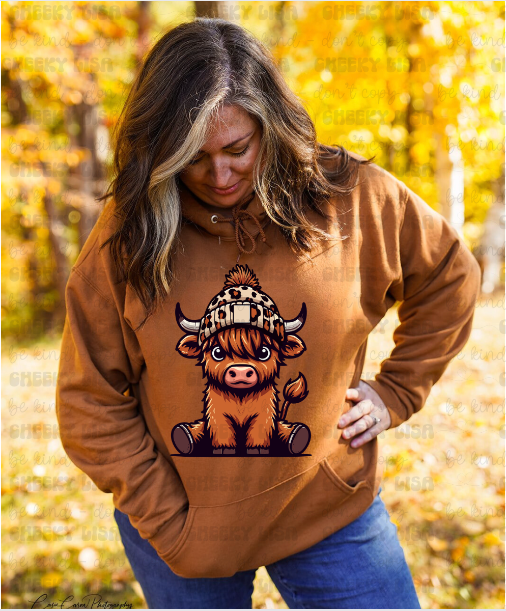 Highland Cow Hoodie Plain Patch