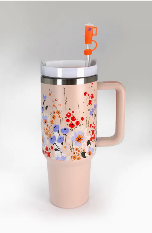 Light pink floral 40 oz