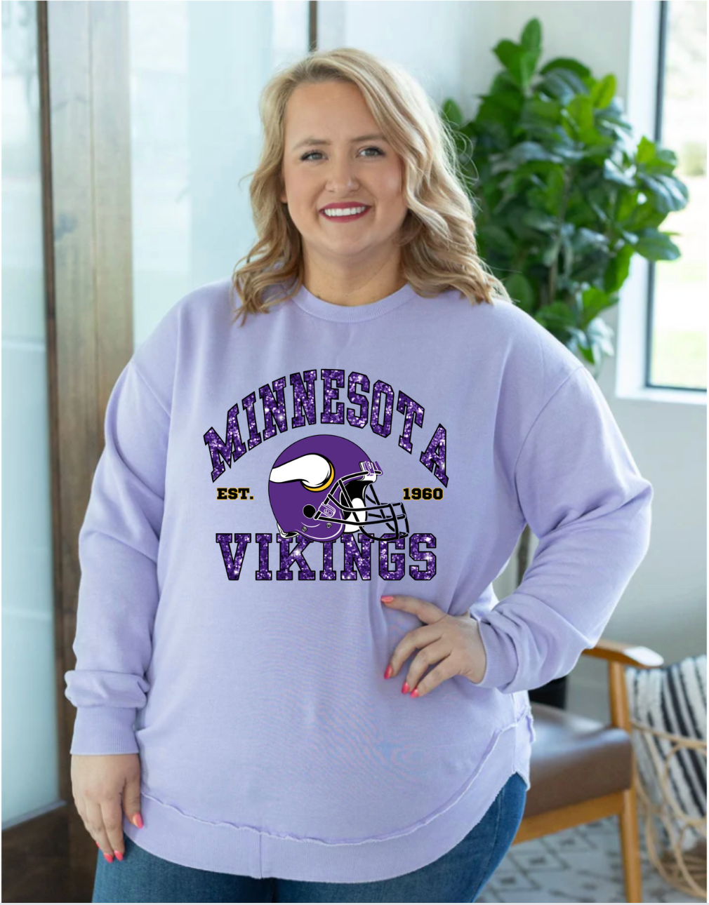 MN Vikings - Lavendar Acid Wash Pullover