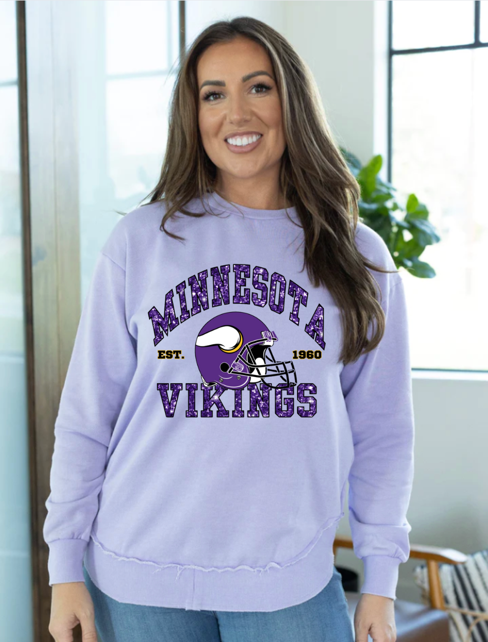 MN Vikings - Lavendar Acid Wash Pullover
