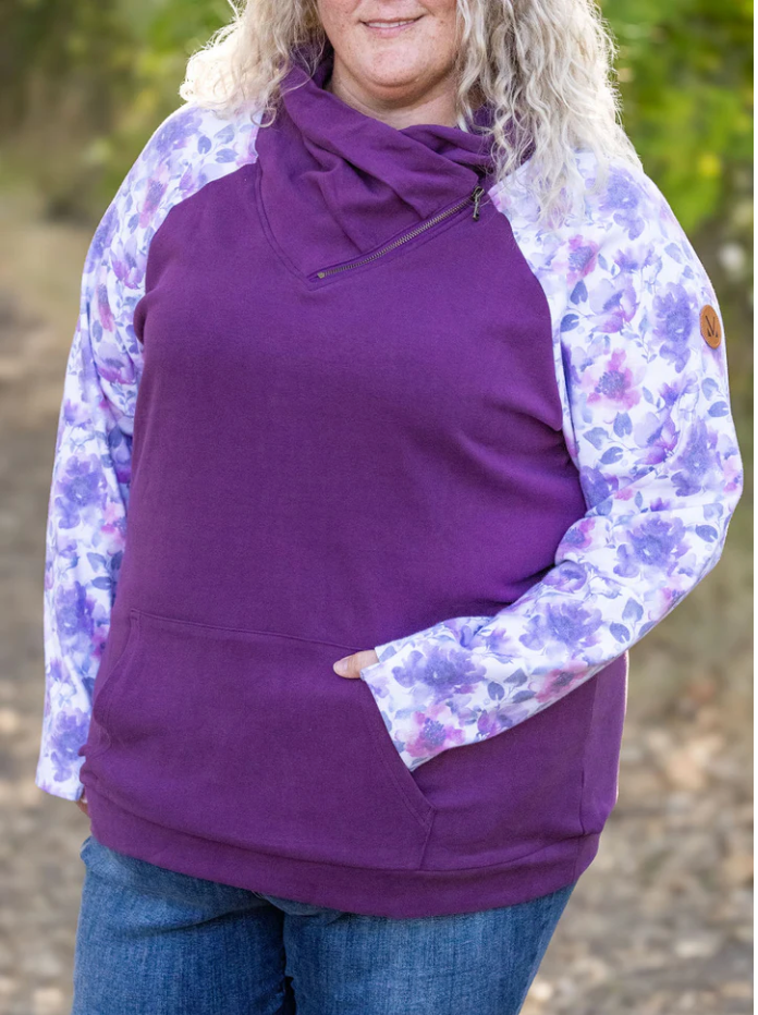 Zoey ZipCowl - Plum and Purple Floral