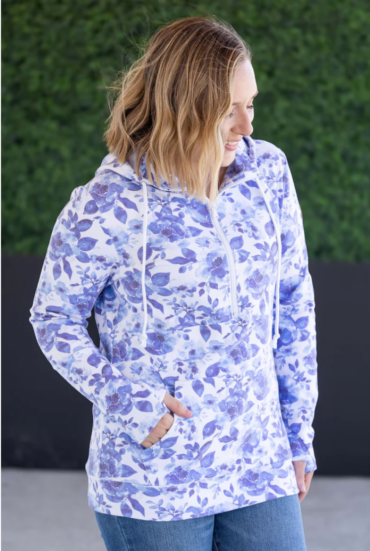 Classic 1/2 zip - Sapphire Floral