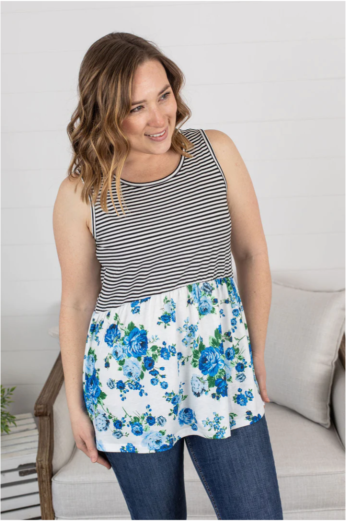 Blue Ruffle Tank