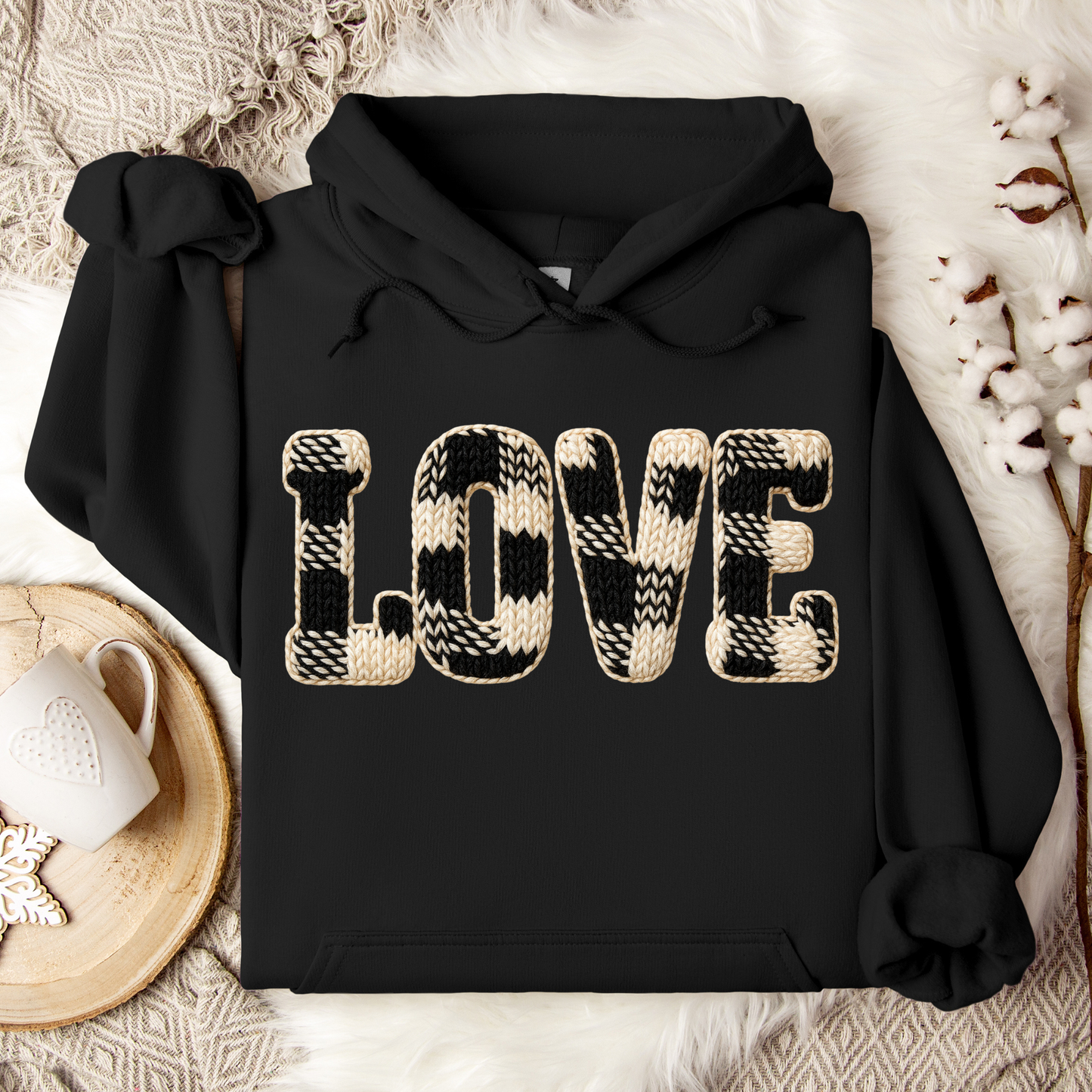 Faux Yarn Buffalo Plaid Love