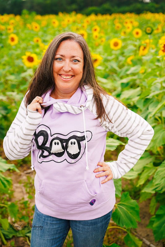 Striped Double Hoodie - Boo