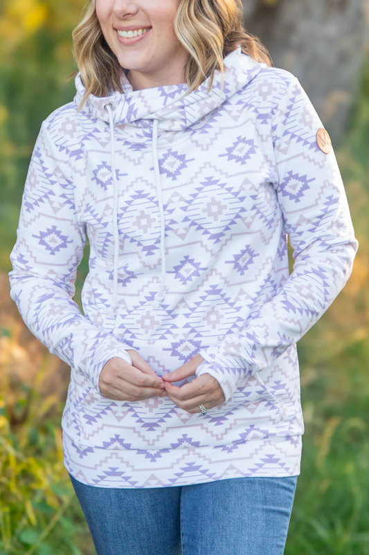 Ashley Hoodie - White Geometric - October Arrival