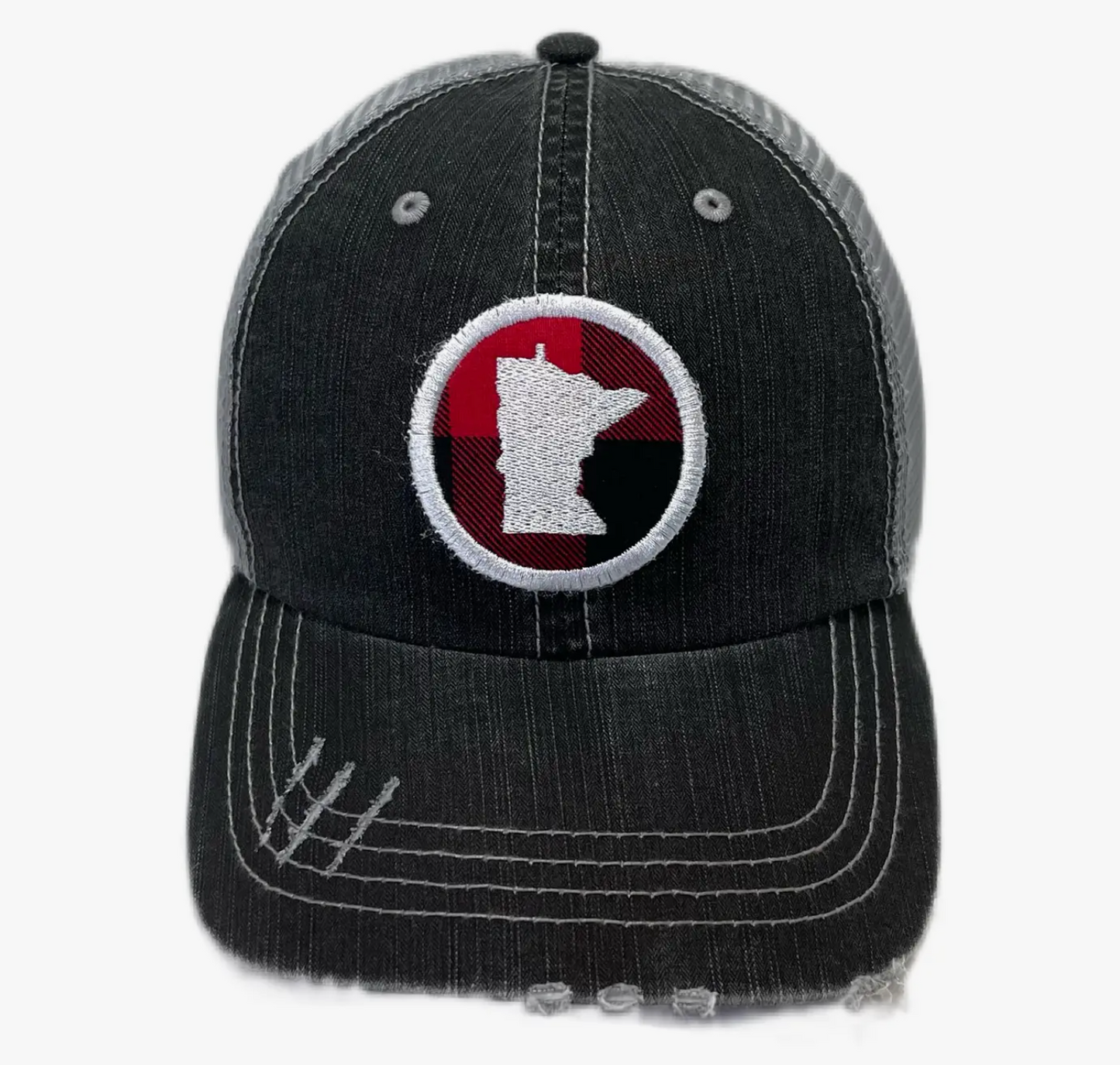 Minnesota Buffalo Plaid Distressed Hat