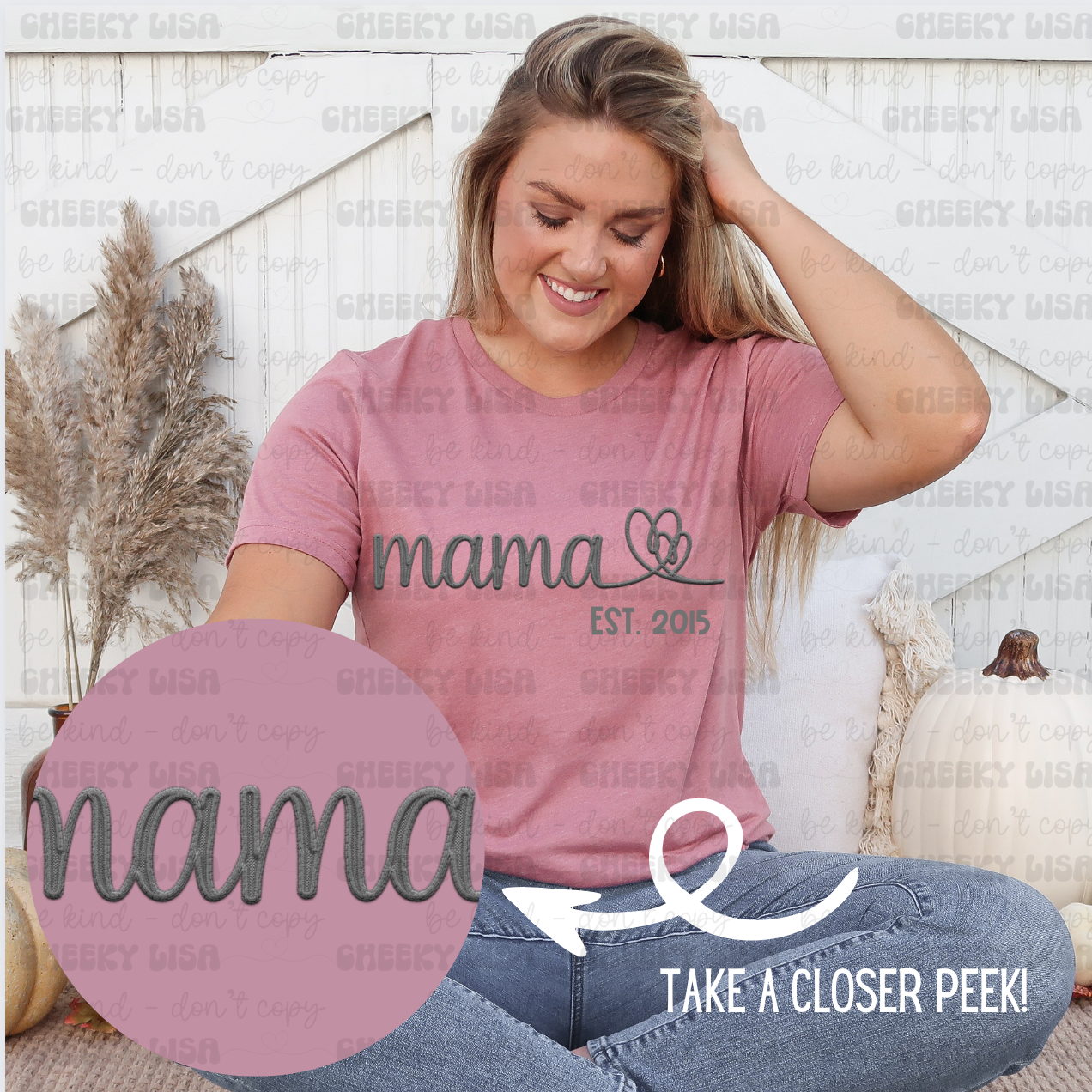 Mama Faux Embroidered - Customize Me!