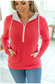 Classic Halfzip Hoodie - Watermelon with Floral Accent
