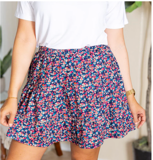 Shelby Skort -  Navy Micro Floral