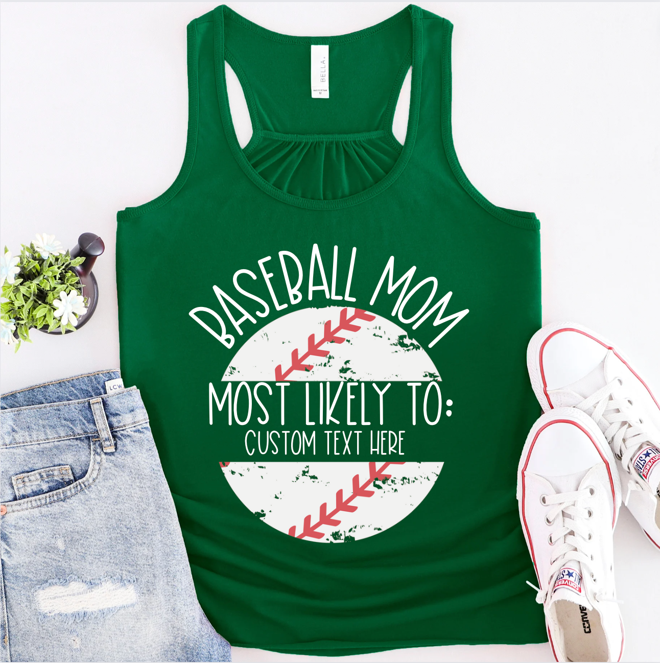 Baseball Mom Custom Text Tank