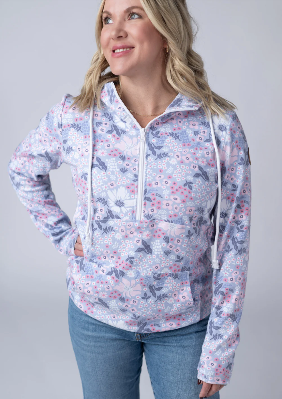 PREBOOK HalfZip Hoodie - Ditsy Blush Floral