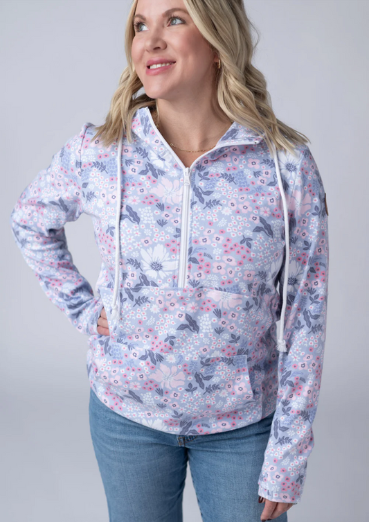 PREBOOK HalfZip Hoodie - Ditsy Blush Floral
