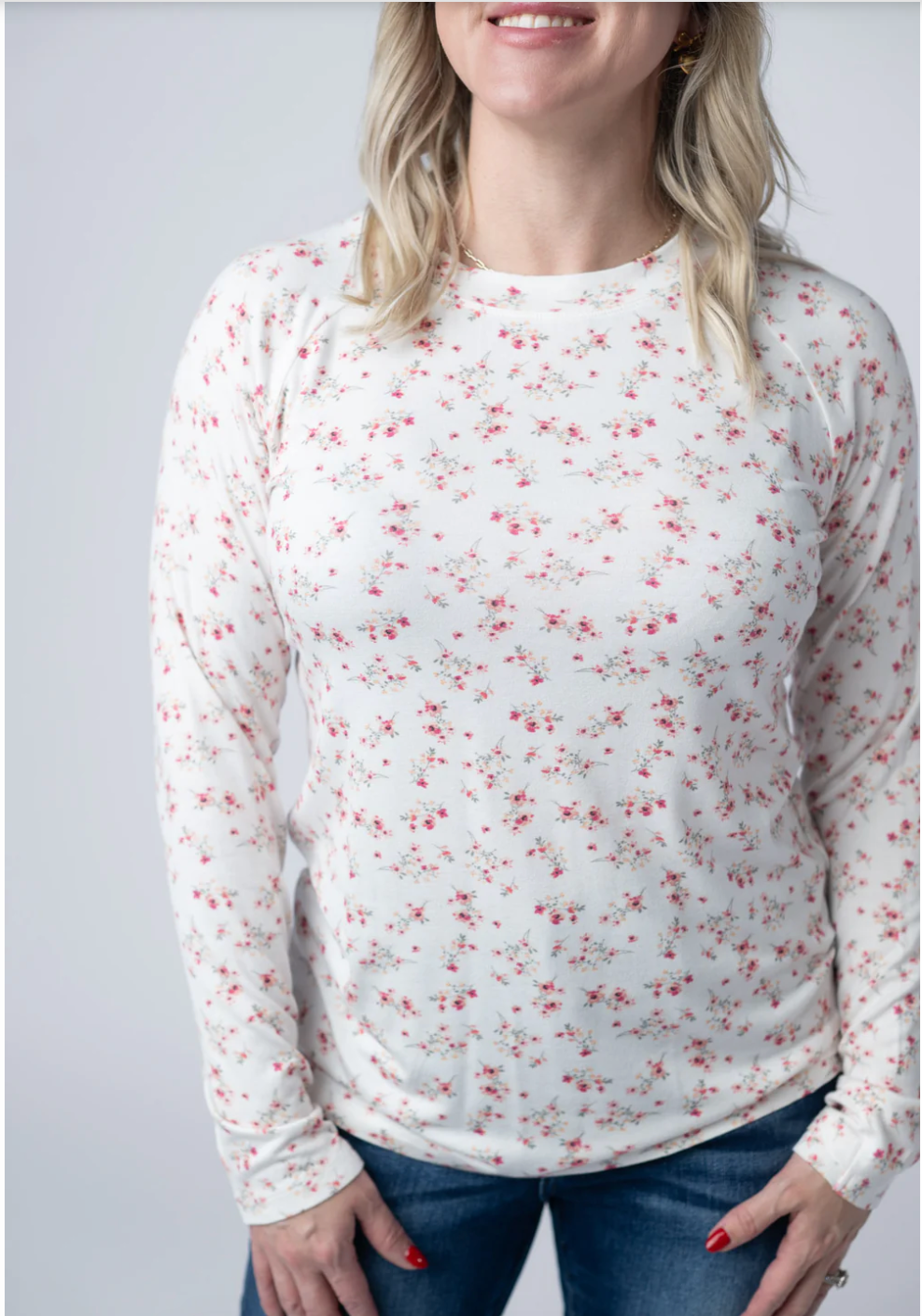 Blair Long Sleeve Top - Micro Pink Floral