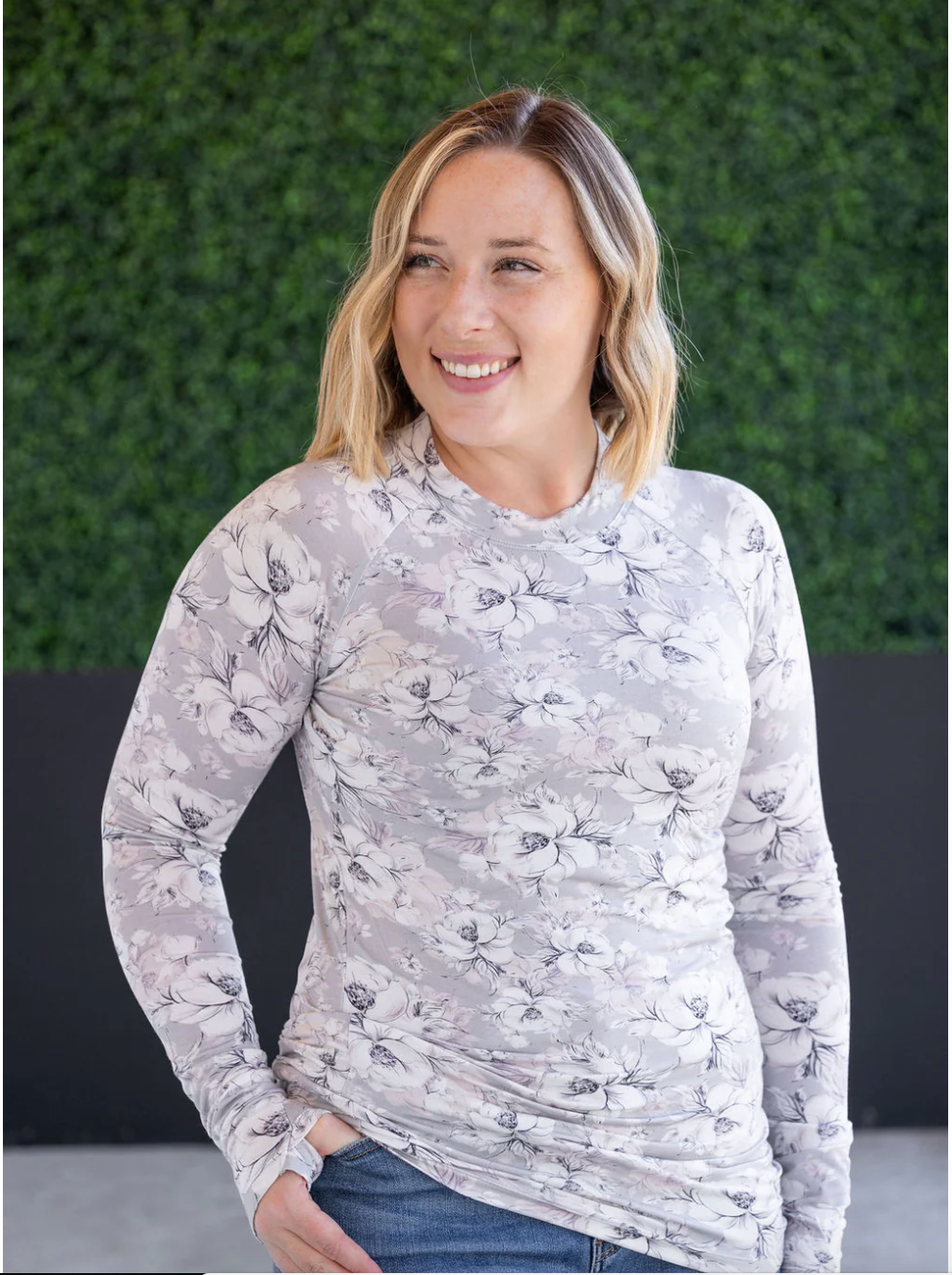 Blair Long Sleeve Top - Vintage Grey Floral