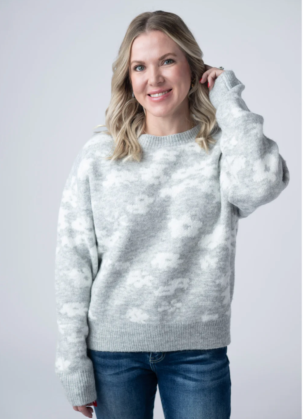 Floral Abstract Sweater - Grey