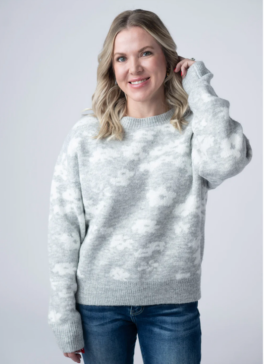 Floral Abstract Sweater - Grey