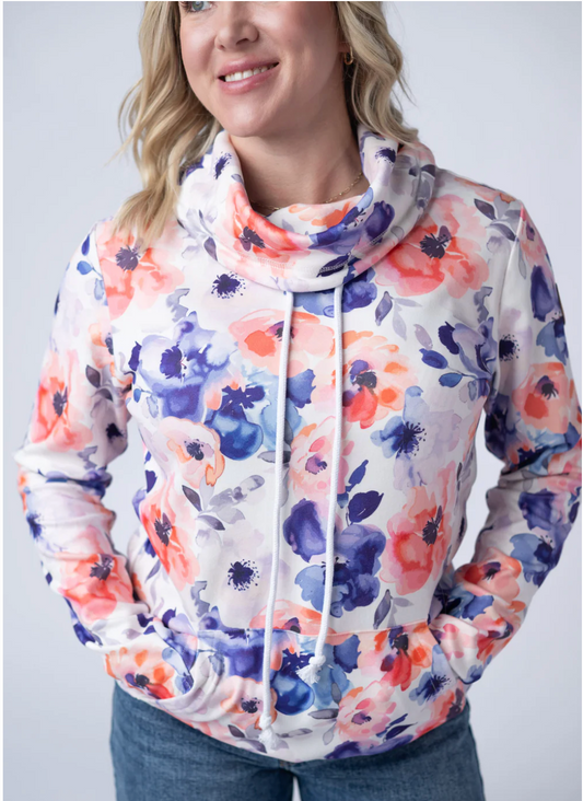 Soft Funnel Neck - Sunset Watercolor Floral