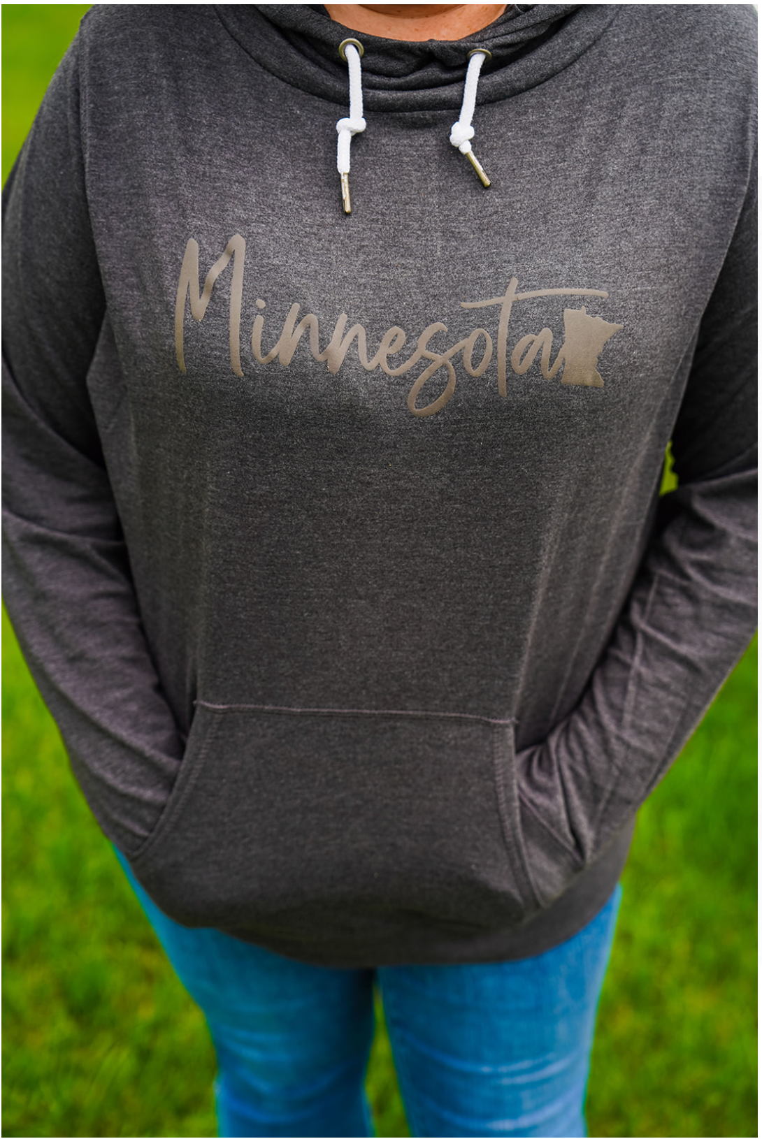 Minnesota - Black on Black Funnel Neck