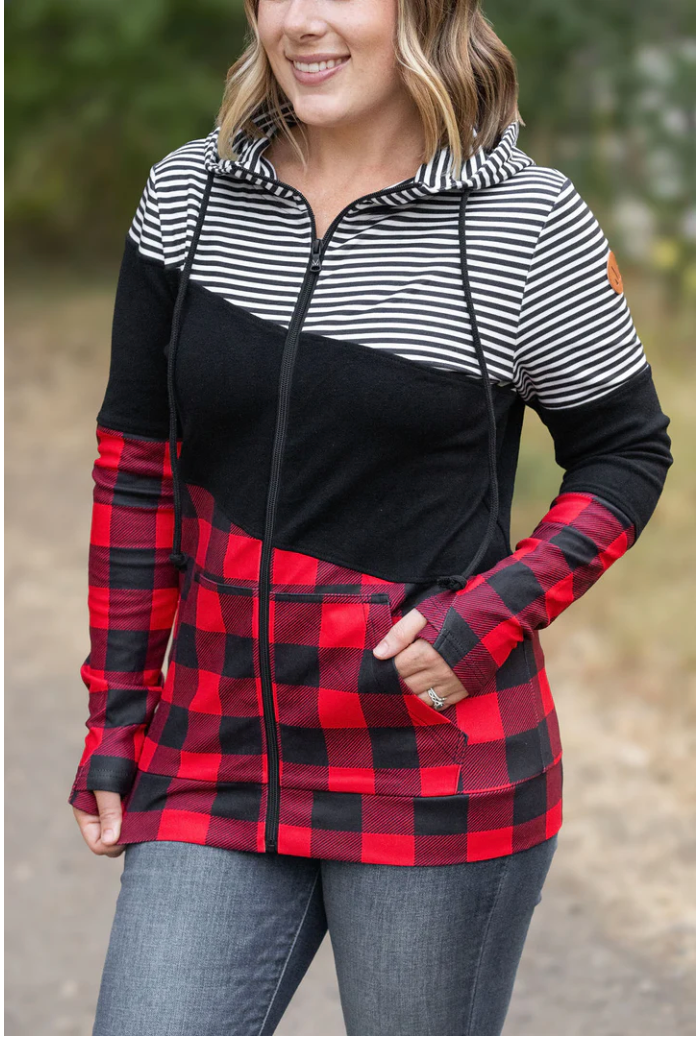 Colorblock Fullzip - Plaid and Stripes