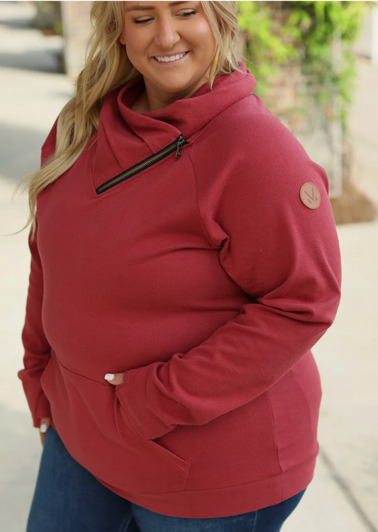 Classic Zoey ZipCowl Sweatshirt - Brick-