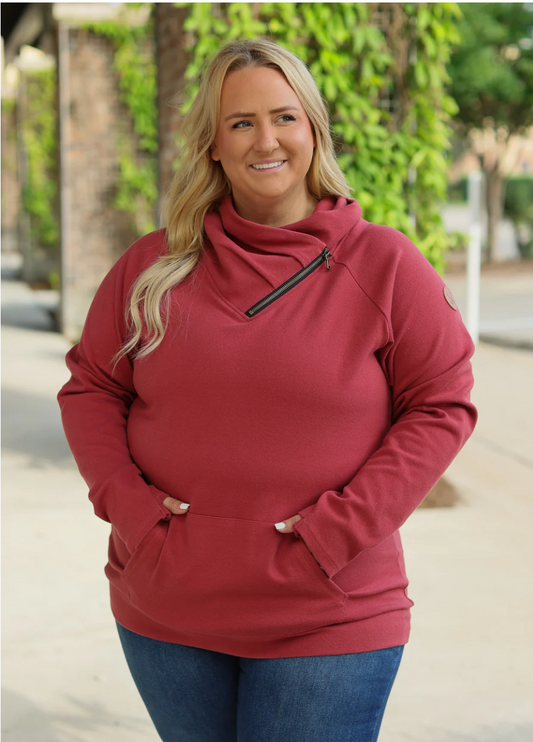 Classic Zoey ZipCowl Sweatshirt - Brick-