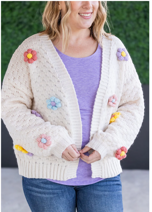 Flower Cardigan - Ivory