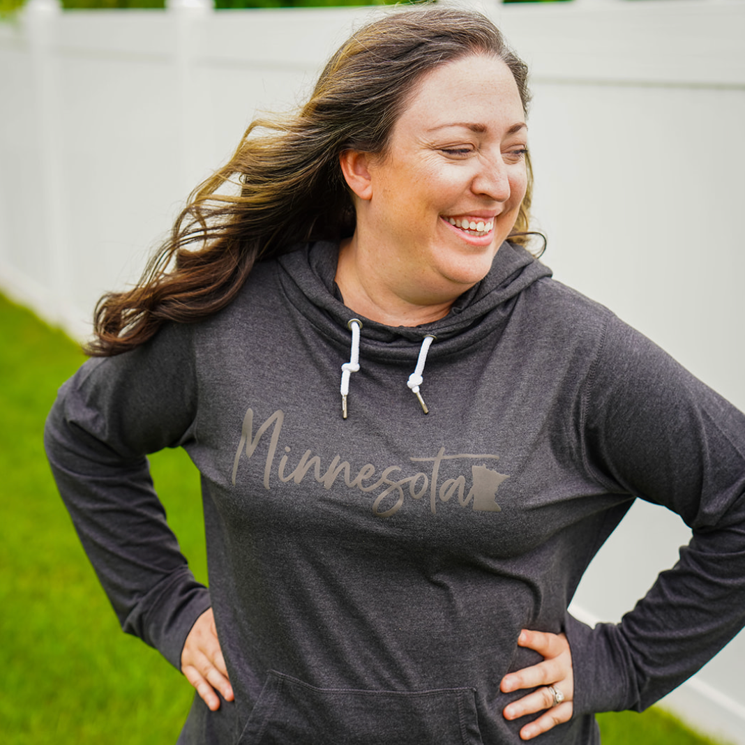 Minnesota - Black on Black Funnel Neck