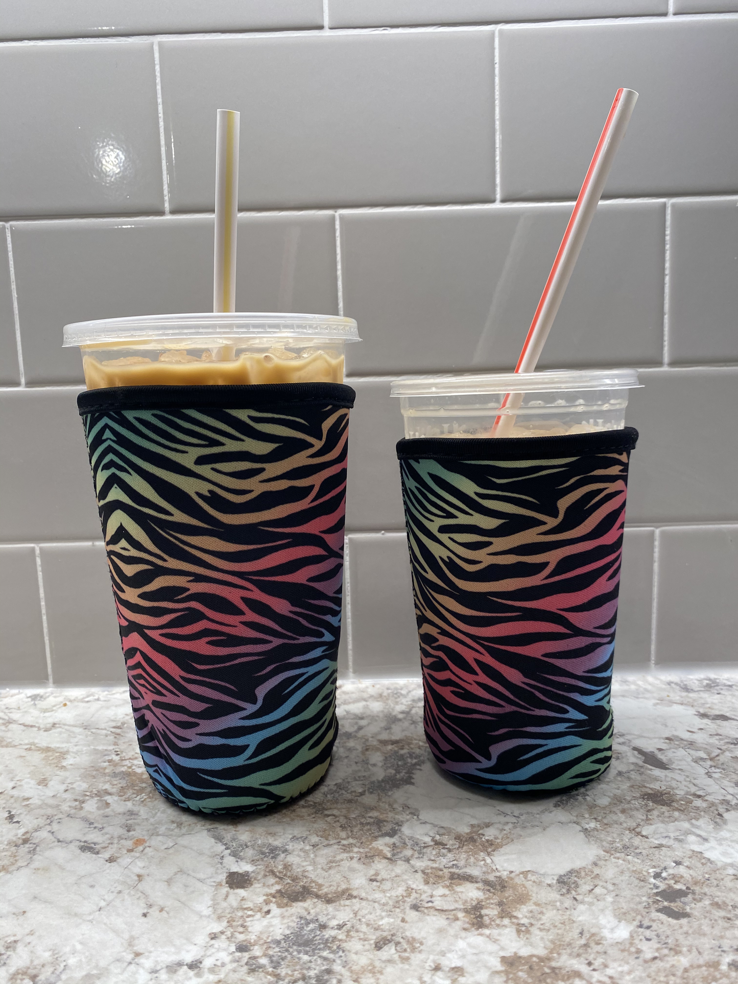 Lisa Frank Inspired Iced Coffee Coozie, Personalized Iced Coffee holder, Leopard Print Iced Coffee sleeve, reusable coffee sleeve, coffee sleeve, coffee sleeve, iced coffee cozy