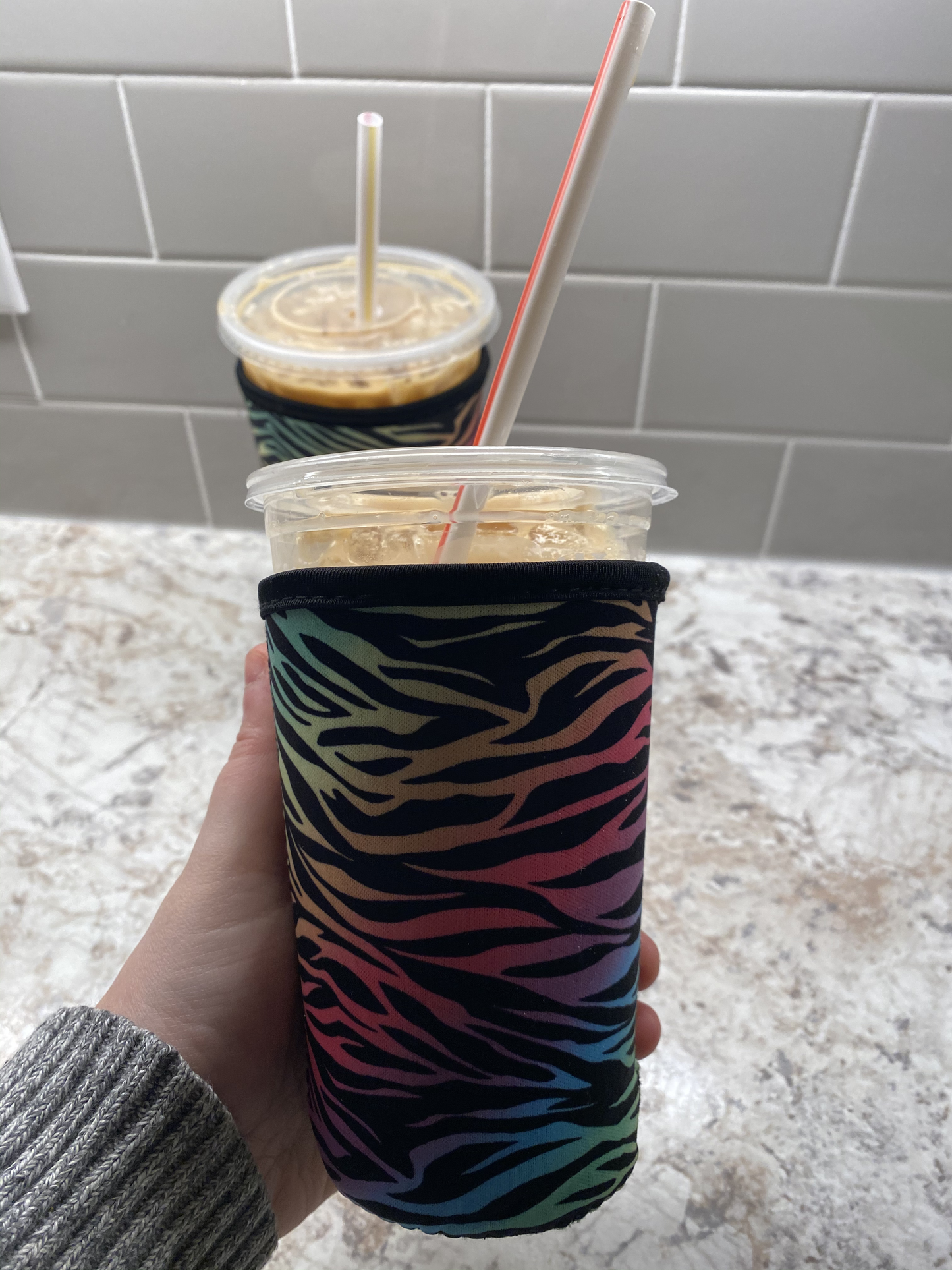 Lisa Frank Inspired Iced Coffee Coozie, Personalized Iced Coffee holder, Leopard Print Iced Coffee sleeve, reusable coffee sleeve, coffee sleeve, coffee sleeve, iced coffee cozy